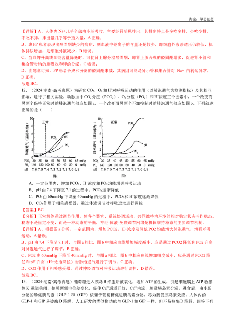 专题18体液调节-好题汇编十年（2015-2024）高考生物真题分类汇编（全国通用）（解析版）_生物真题汇总_十年（2014-2024）高考生物真题分项汇编（全国通用）