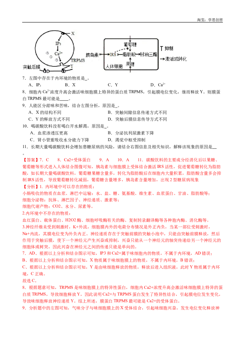 专题18体液调节-好题汇编十年（2015-2024）高考生物真题分类汇编（全国通用）（解析版）_生物真题汇总_十年（2014-2024）高考生物真题分项汇编（全国通用）