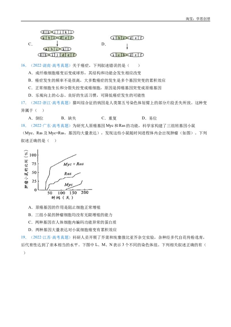 专题14变异、育种与进化-好题汇编十年（2015-2024）高考生物真题分类汇编（全国通用）（原卷版）_生物真题汇总_十年（2014-2024）高考生物真题分项汇编（全国通用）