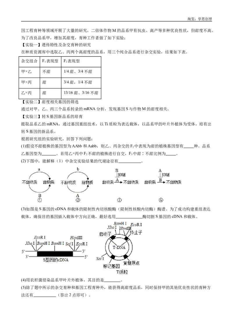 专题14变异、育种与进化-好题汇编十年（2015-2024）高考生物真题分类汇编（全国通用）（原卷版）_生物真题汇总_十年（2014-2024）高考生物真题分项汇编（全国通用）