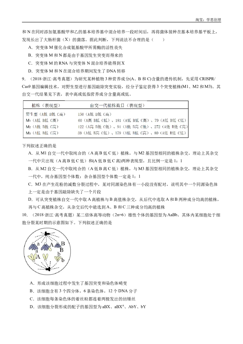 专题14变异、育种与进化-好题汇编十年（2015-2024）高考生物真题分类汇编（全国通用）（原卷版）_生物真题汇总_十年（2014-2024）高考生物真题分项汇编（全国通用）
