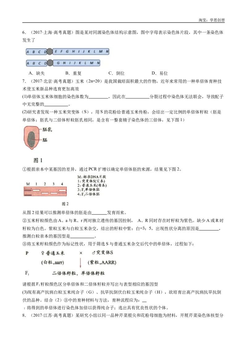 专题14变异、育种与进化-好题汇编十年（2015-2024）高考生物真题分类汇编（全国通用）（原卷版）_生物真题汇总_十年（2014-2024）高考生物真题分项汇编（全国通用）