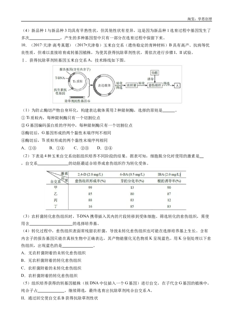 专题14变异、育种与进化-好题汇编十年（2015-2024）高考生物真题分类汇编（全国通用）（原卷版）_生物真题汇总_十年（2014-2024）高考生物真题分项汇编（全国通用）