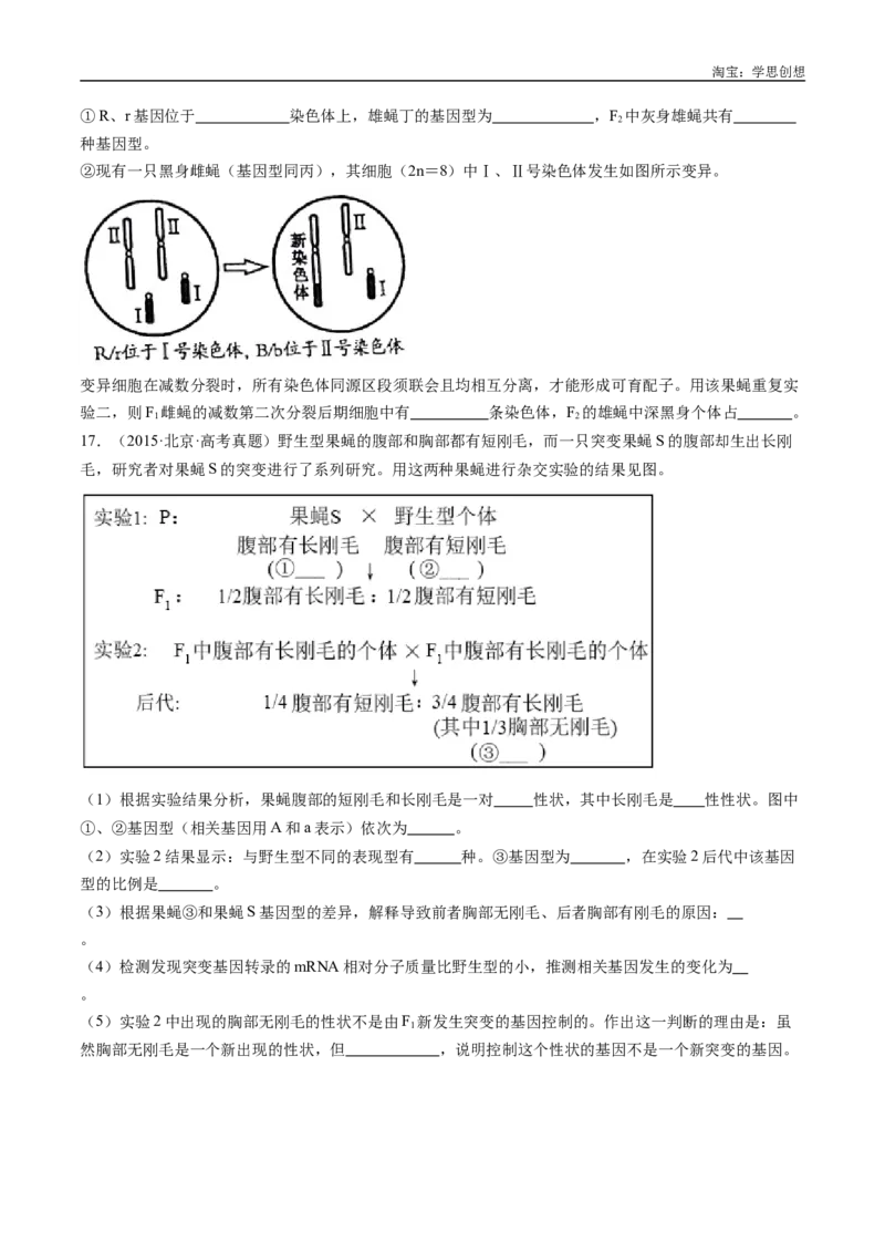 专题14变异、育种与进化-好题汇编十年（2015-2024）高考生物真题分类汇编（全国通用）（原卷版）_生物真题汇总_十年（2014-2024）高考生物真题分项汇编（全国通用）