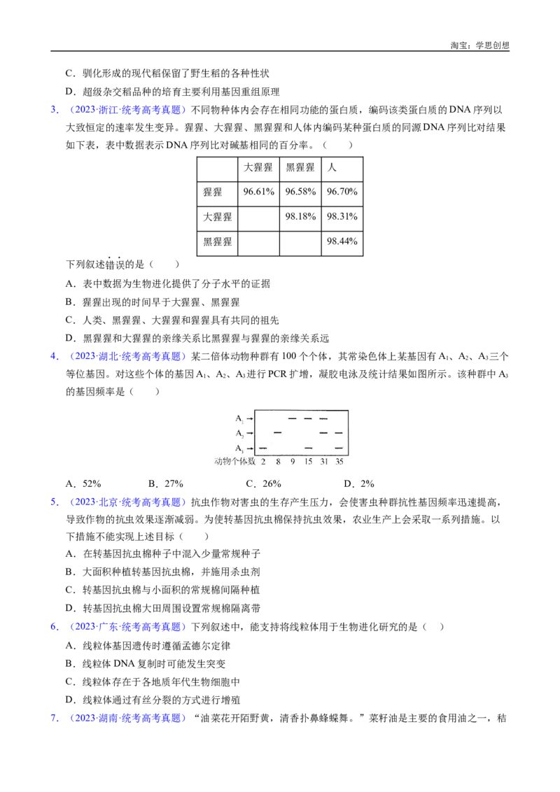 专题14变异、育种与进化-好题汇编十年（2015-2024）高考生物真题分类汇编（全国通用）（原卷版）_生物真题汇总_十年（2014-2024）高考生物真题分项汇编（全国通用）