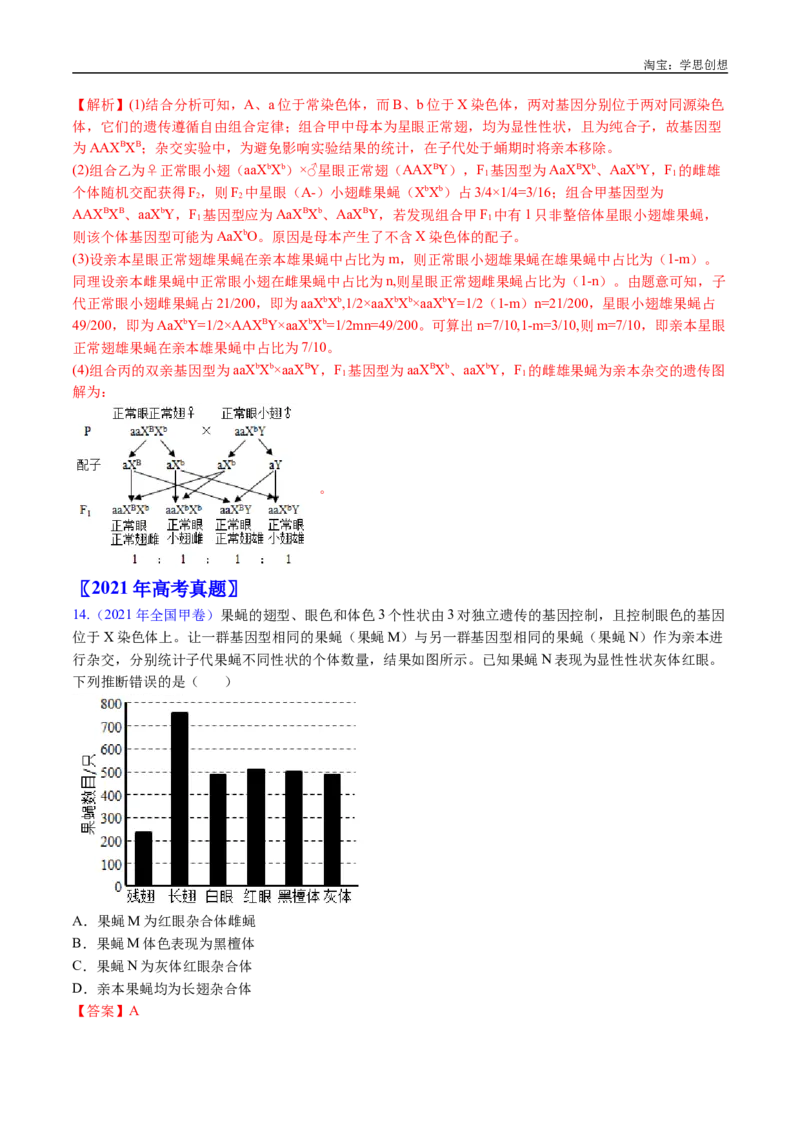 专题13伴性遗传和人类遗传病-好题汇编十年（2015-2024）高考生物真题分类汇编（全国通用）（解析版）_生物真题汇总_十年（2014-2024）高考生物真题分项汇编（全国通用）