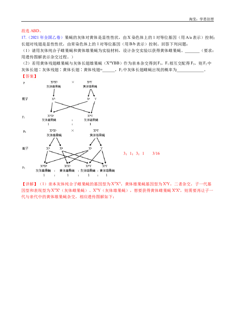 专题13伴性遗传和人类遗传病-好题汇编十年（2015-2024）高考生物真题分类汇编（全国通用）（解析版）_生物真题汇总_十年（2014-2024）高考生物真题分项汇编（全国通用）