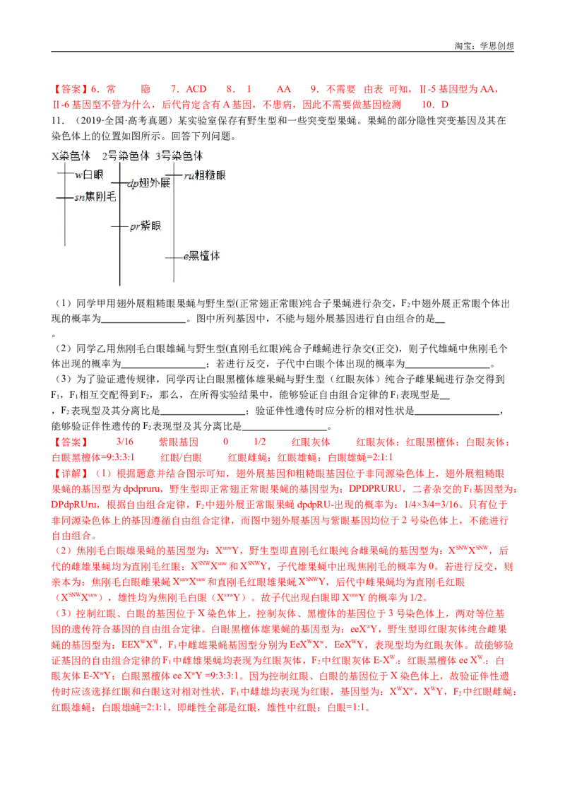 专题13伴性遗传和人类遗传病-好题汇编十年（2015-2024）高考生物真题分类汇编（全国通用）（解析版）_生物真题汇总_十年（2014-2024）高考生物真题分项汇编（全国通用）