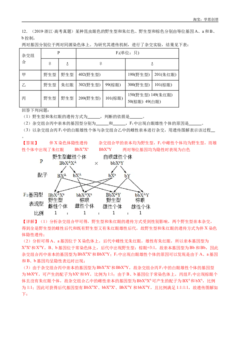 专题13伴性遗传和人类遗传病-好题汇编十年（2015-2024）高考生物真题分类汇编（全国通用）（解析版）_生物真题汇总_十年（2014-2024）高考生物真题分项汇编（全国通用）