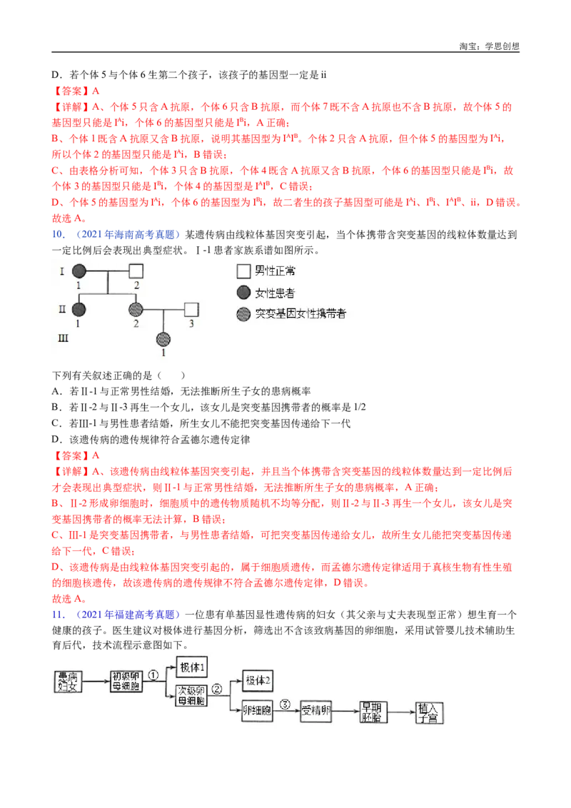 专题13伴性遗传和人类遗传病-好题汇编十年（2015-2024）高考生物真题分类汇编（全国通用）（解析版）_生物真题汇总_十年（2014-2024）高考生物真题分项汇编（全国通用）