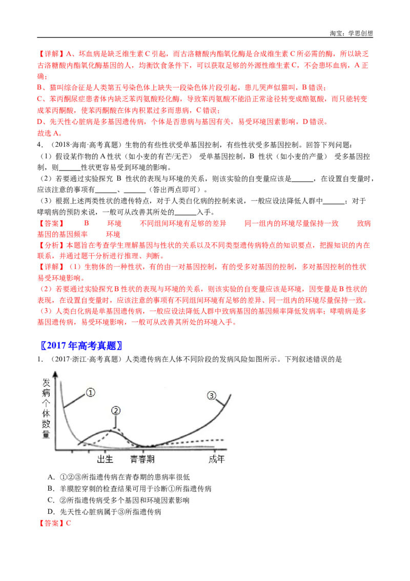 专题13伴性遗传和人类遗传病-好题汇编十年（2015-2024）高考生物真题分类汇编（全国通用）（解析版）_生物真题汇总_十年（2014-2024）高考生物真题分项汇编（全国通用）