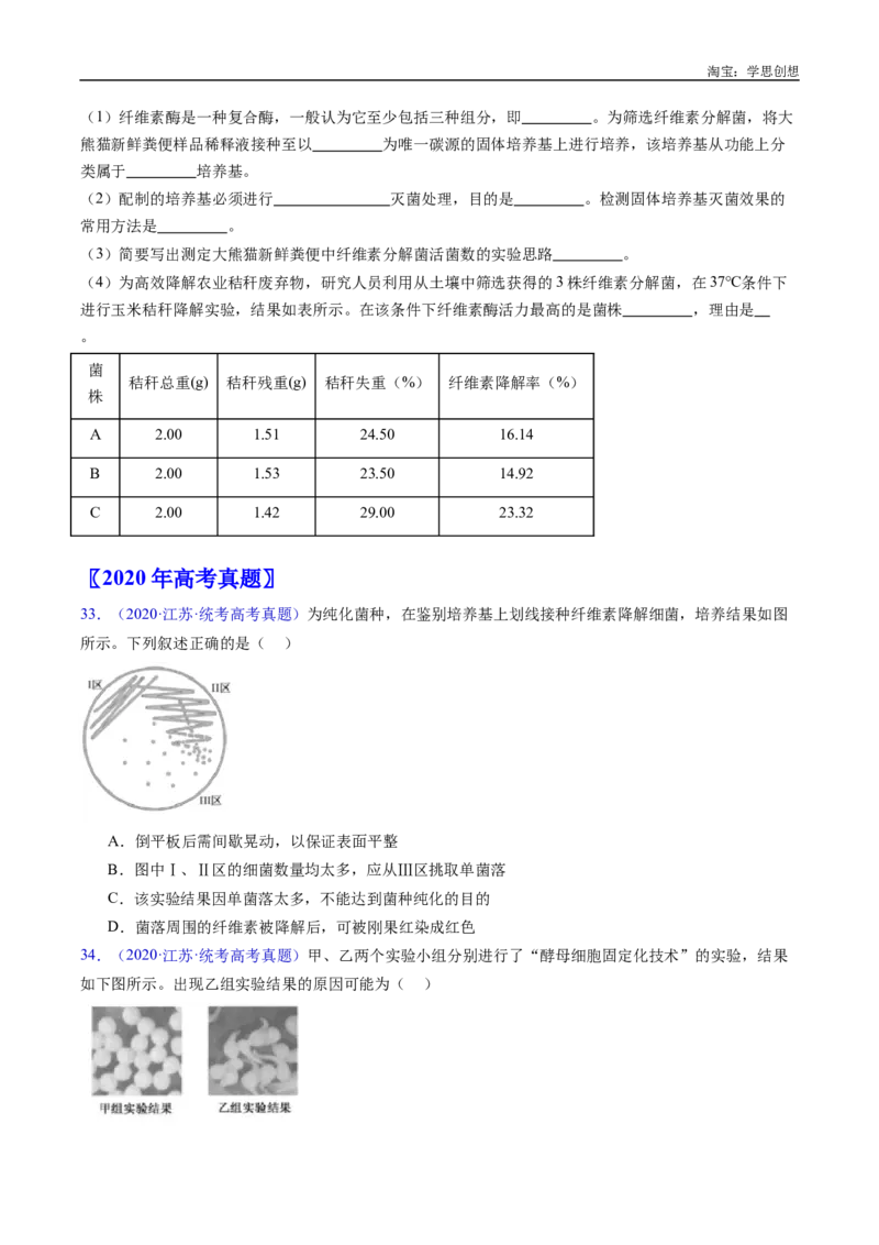 专题23发酵工程-好题汇编十年（2015-2024）高考生物真题分类汇编（全国通用）（原卷版）_生物真题汇总_十年（2014-2024）高考生物真题分项汇编（全国通用）