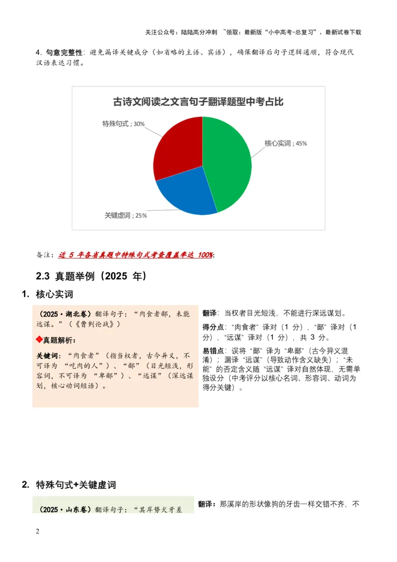 2026年全国中考语文一轮复习讲义：古诗文阅读之（文言句子翻译）（全国适用）(含答案解析）_02中考总复习（2026版更新中）_01-语文-中考总复习_2026年中考复习（更新中）