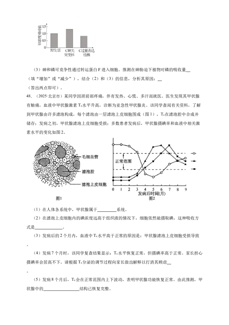 专题03物质进出细胞_生物真题汇总_&radic;近三年（2023-2025）高考生物真题分专项精编_真题分专项汇编