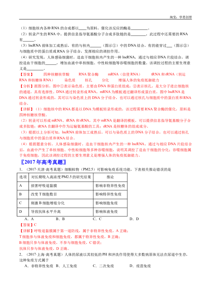 专题19免疫调节-好题汇编十年（2015-2024）高考生物真题分类汇编（全国通用）（解析版）_生物真题汇总_十年（2014-2024）高考生物真题分项汇编（全国通用）