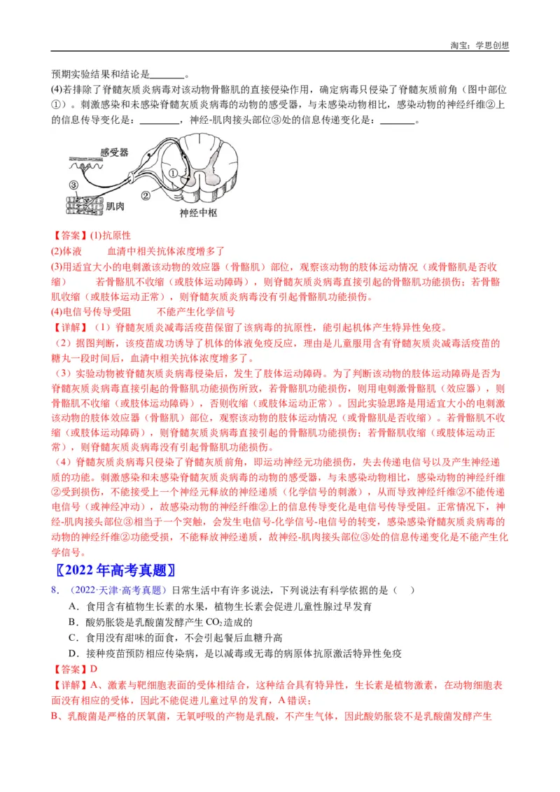专题19免疫调节-好题汇编十年（2015-2024）高考生物真题分类汇编（全国通用）（解析版）_生物真题汇总_十年（2014-2024）高考生物真题分项汇编（全国通用）