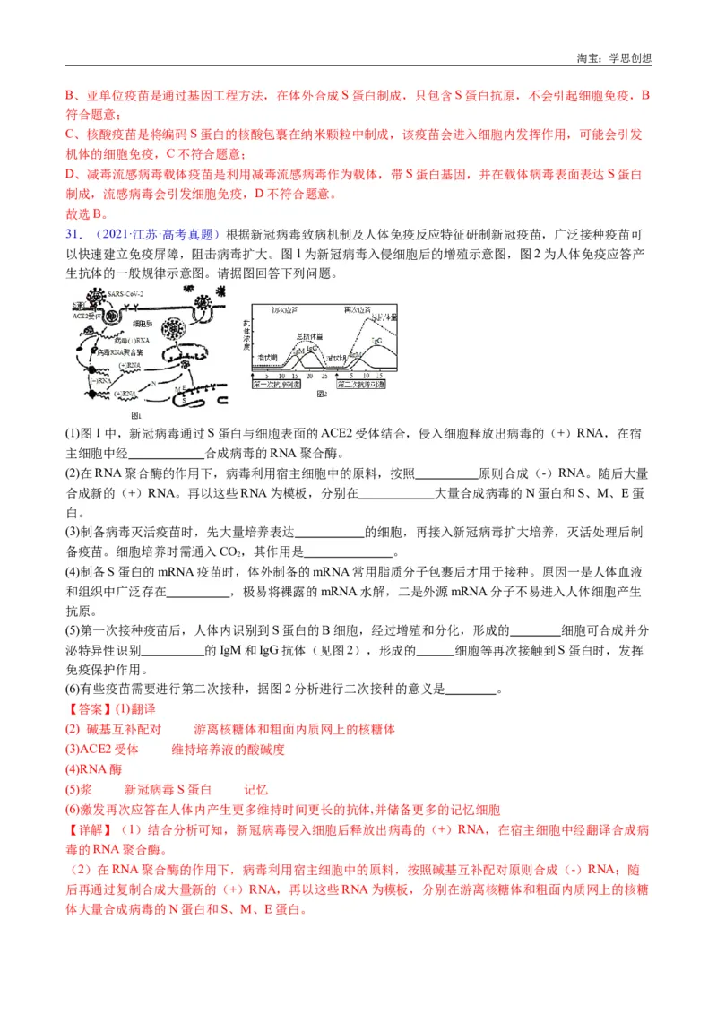 专题19免疫调节-好题汇编十年（2015-2024）高考生物真题分类汇编（全国通用）（解析版）_生物真题汇总_十年（2014-2024）高考生物真题分项汇编（全国通用）