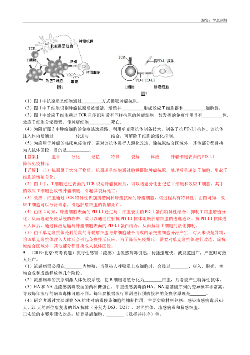 专题19免疫调节-好题汇编十年（2015-2024）高考生物真题分类汇编（全国通用）（解析版）_生物真题汇总_十年（2014-2024）高考生物真题分项汇编（全国通用）