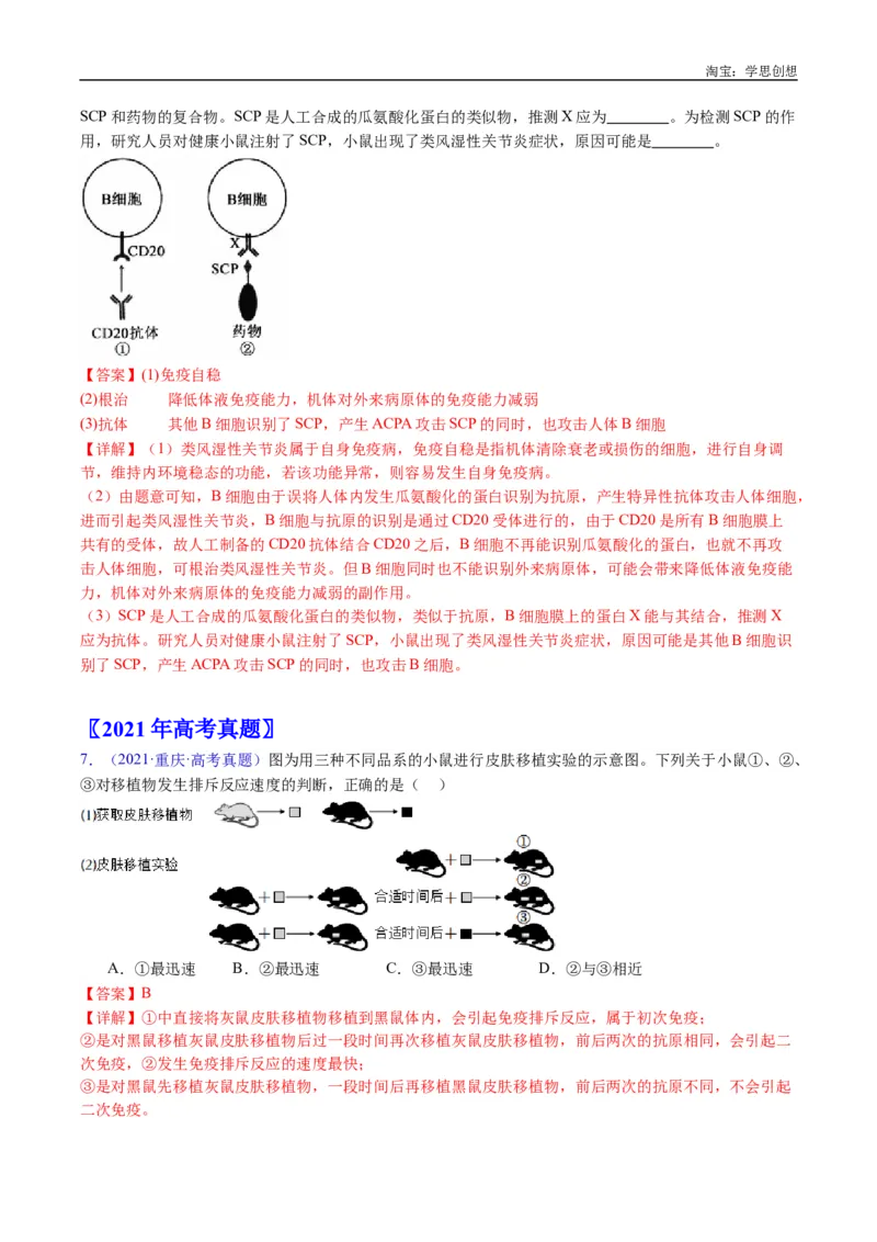 专题19免疫调节-好题汇编十年（2015-2024）高考生物真题分类汇编（全国通用）（解析版）_生物真题汇总_十年（2014-2024）高考生物真题分项汇编（全国通用）