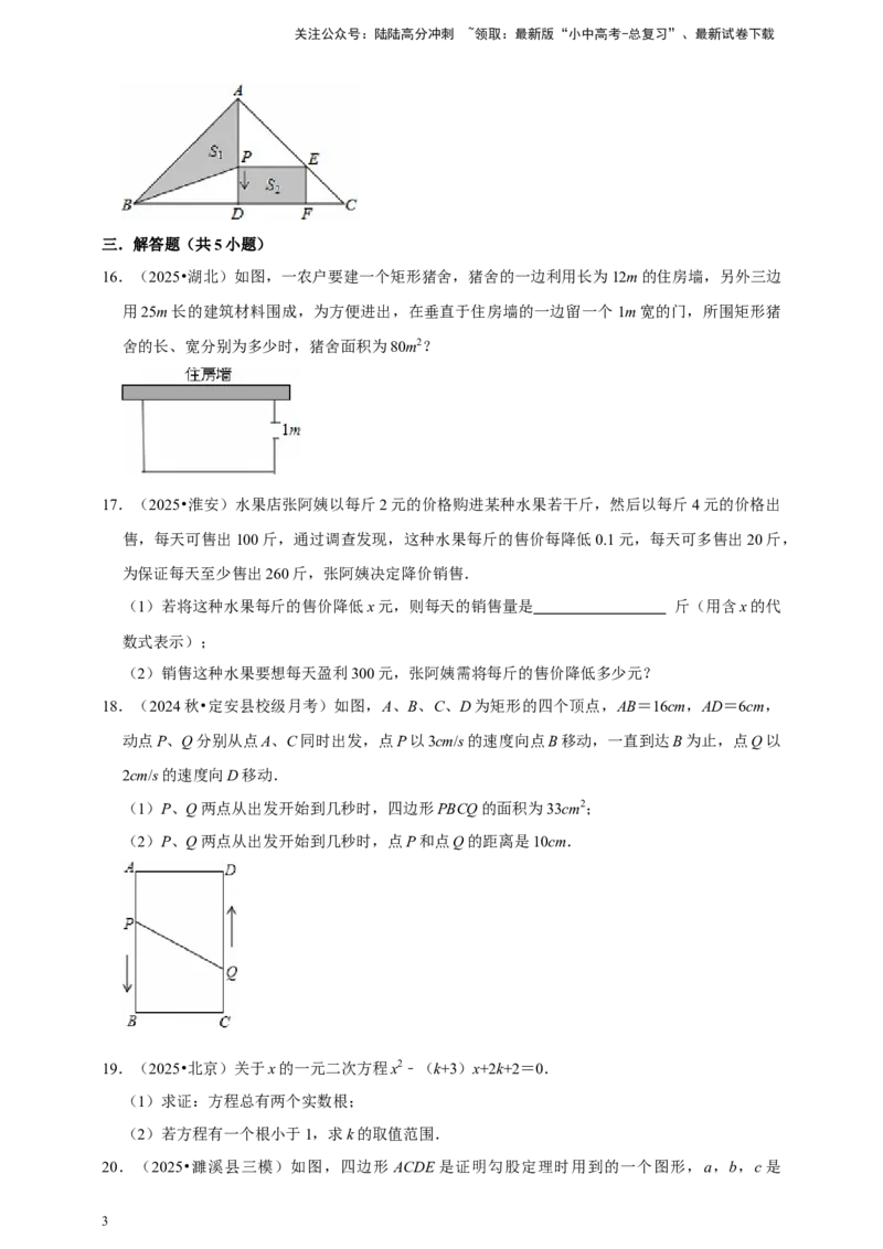 2026年中考数学一轮复习一元二次方程（含解析）.1_02中考总复习（2026版更新中）_02-数学-中考总复习_2026年中考复习（更新中）_中考备考2026年中考数学一轮复习专题训练