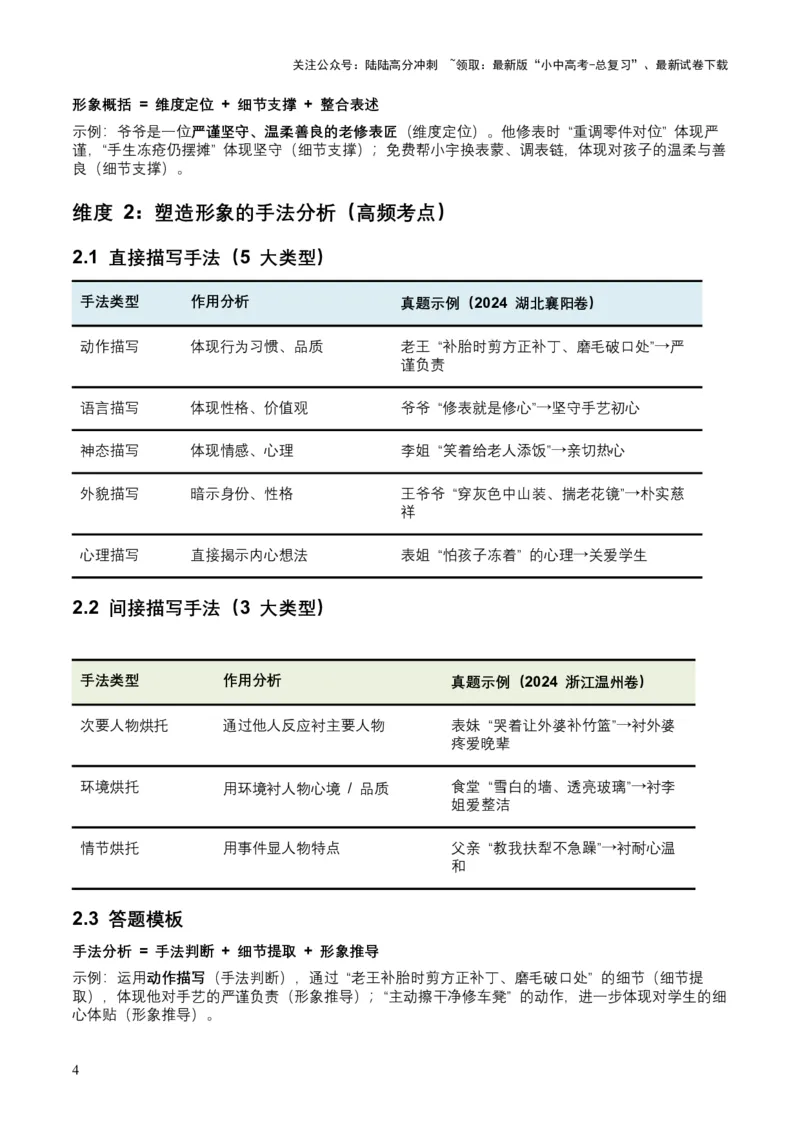 2026年全国中考语文一轮复习讲义：记叙文人物形象（全国适用）（含答案解析）_02中考总复习（2026版更新中）_01-语文-中考总复习_2026年中考复习（更新中）