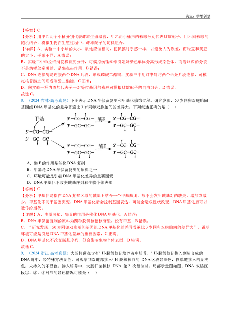 专题10遗传的分子基础-好题汇编十年（2015-2024）高考生物真题分项汇编（全国通用）（解析版）_生物真题汇总_十年（2014-2024）高考生物真题分项汇编（全国通用）