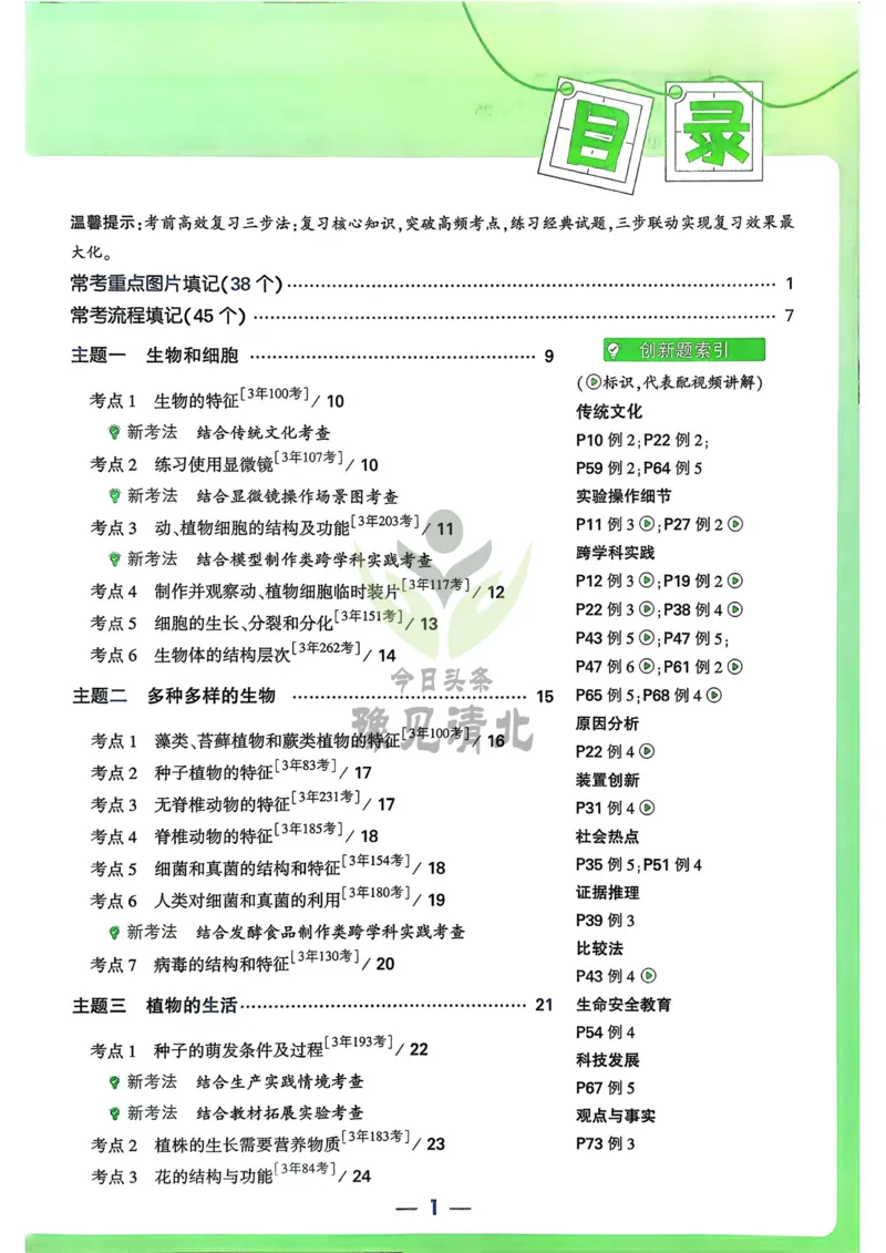 生物高频考点考前突破_万唯中考《初中中考训练方案&middot;2026版(全九科)》