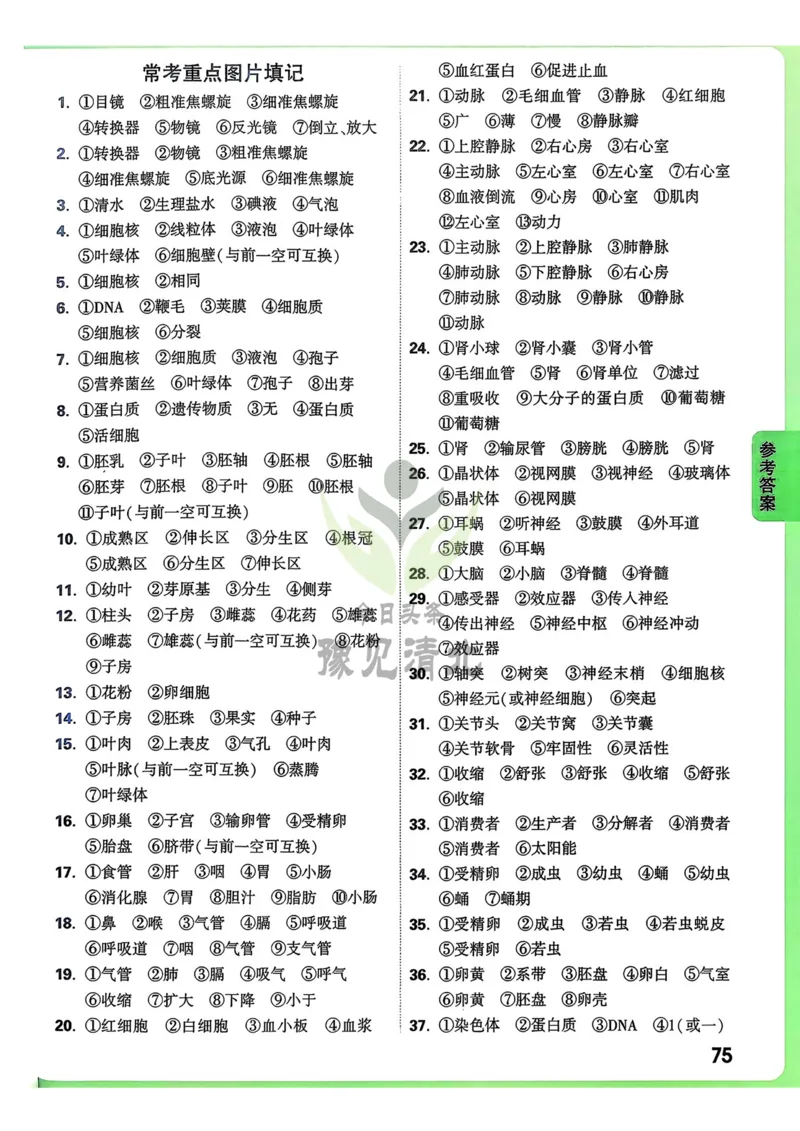 生物高频考点考前突破_万唯中考《初中中考训练方案&middot;2026版(全九科)》