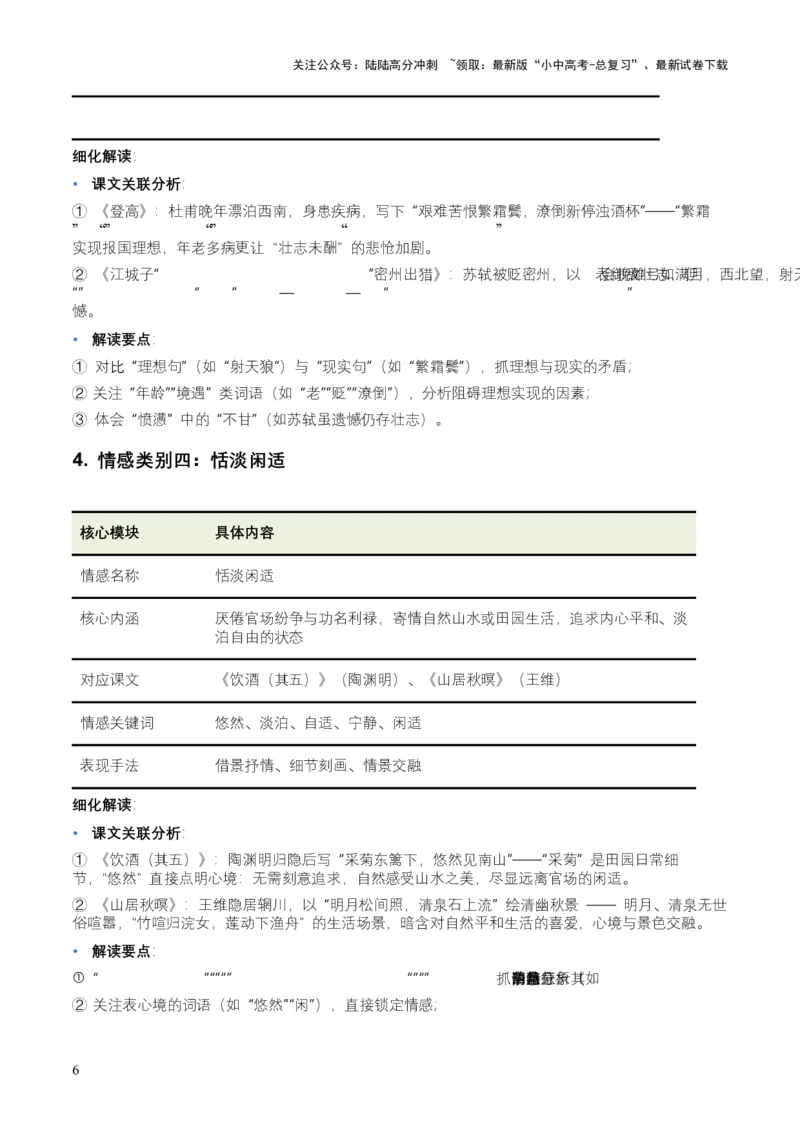 2026年全国中考语文一轮复习讲义：古诗文阅读之情感主旨（全国适用）(原卷）_02中考总复习（2026版更新中）_01-语文-中考总复习_2026年中考复习（更新中）_2026年全国中考语文一轮复习讲义