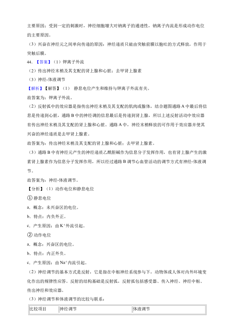 专题16神经调节（答案解析）_生物真题汇总_&radic;近三年（2023-2025）高考生物真题分专项精编_答案解析