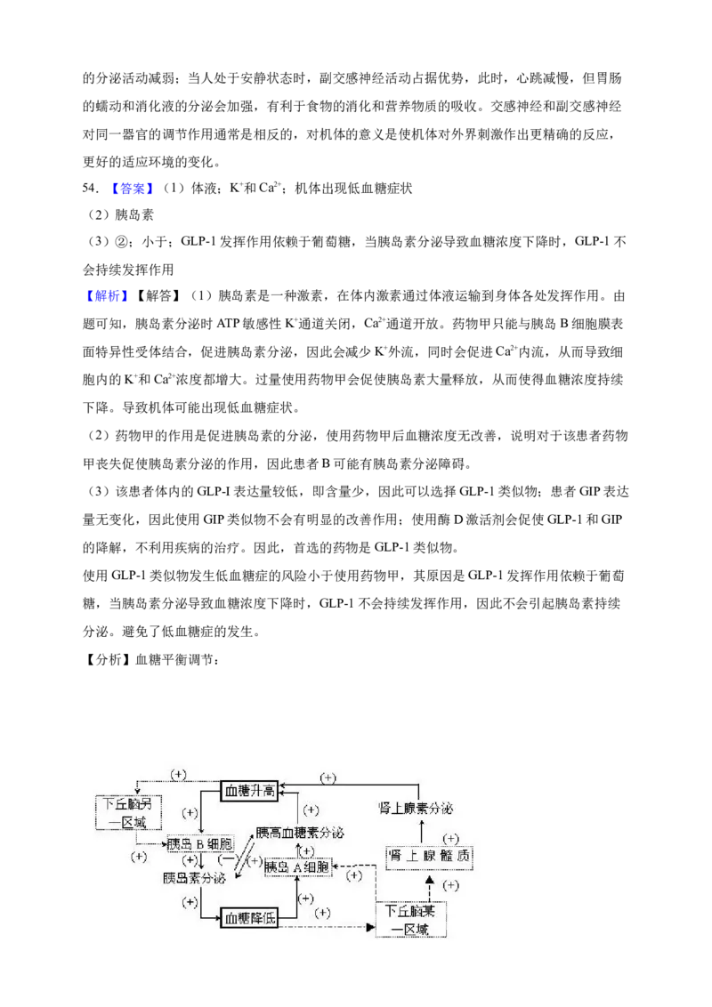 专题16神经调节（答案解析）_生物真题汇总_&radic;近三年（2023-2025）高考生物真题分专项精编_答案解析