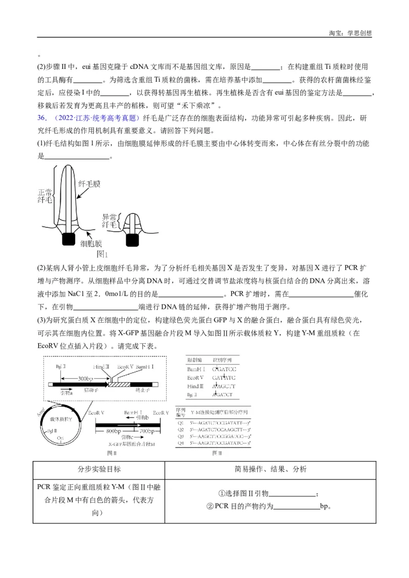 专题25基因工程-好题汇编十年（2015-2024）高考生物真题分类汇编（全国通用）（原卷版）_生物真题汇总_十年（2014-2024）高考生物真题分项汇编（全国通用）