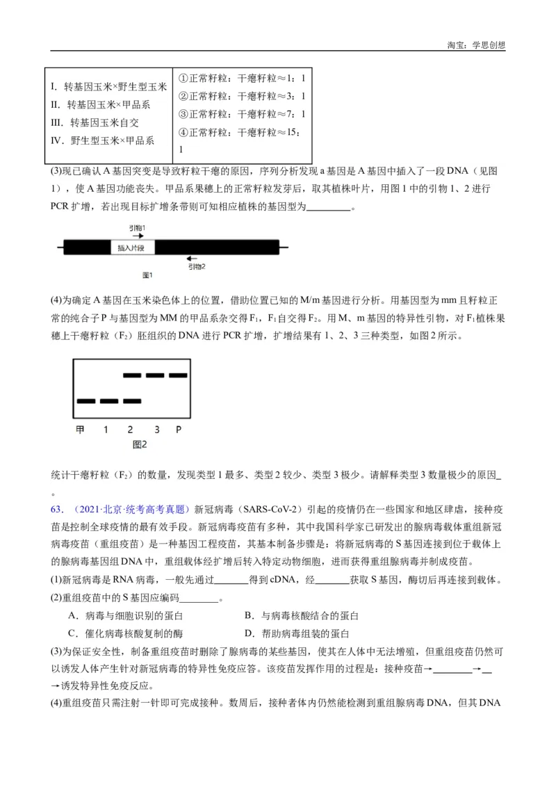 专题25基因工程-好题汇编十年（2015-2024）高考生物真题分类汇编（全国通用）（原卷版）_生物真题汇总_十年（2014-2024）高考生物真题分项汇编（全国通用）