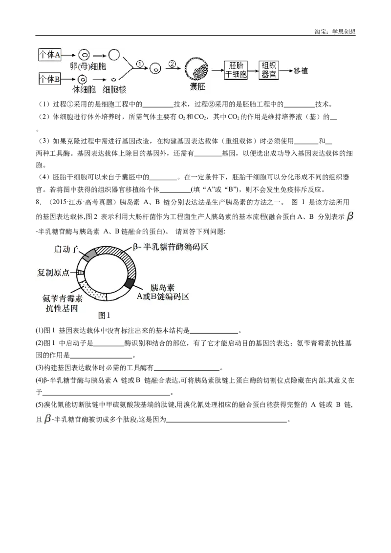 专题25基因工程-好题汇编十年（2015-2024）高考生物真题分类汇编（全国通用）（原卷版）_生物真题汇总_十年（2014-2024）高考生物真题分项汇编（全国通用）
