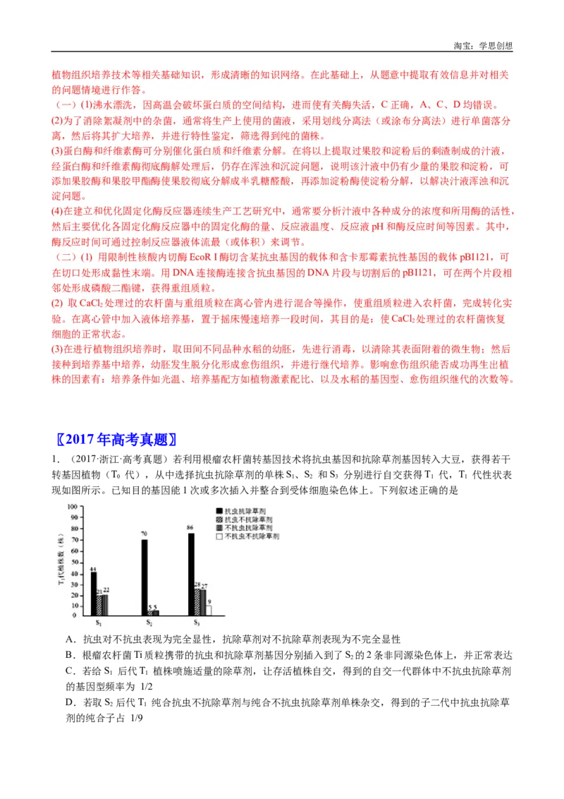 专题25基因工程-好题汇编十年（2015-2024）高考生物真题分类汇编（全国通用）（解析版）_生物真题汇总_十年（2014-2024）高考生物真题分项汇编（全国通用）
