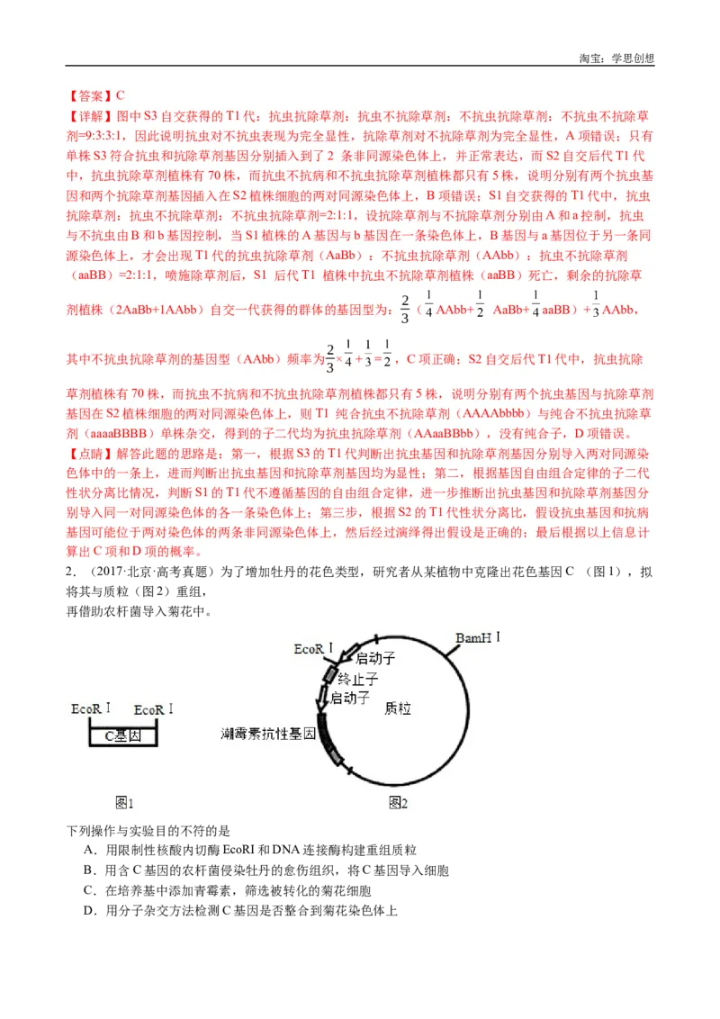 专题25基因工程-好题汇编十年（2015-2024）高考生物真题分类汇编（全国通用）（解析版）_生物真题汇总_十年（2014-2024）高考生物真题分项汇编（全国通用）