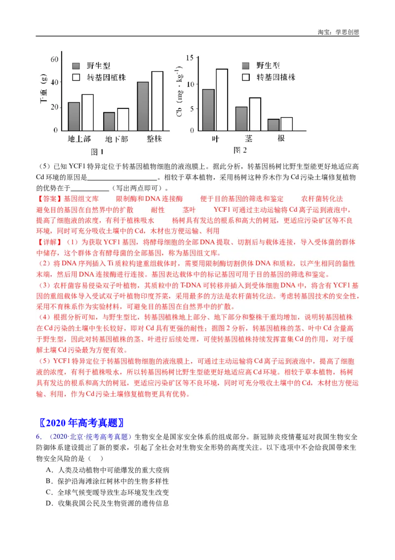 专题25基因工程-好题汇编十年（2015-2024）高考生物真题分类汇编（全国通用）（解析版）_生物真题汇总_十年（2014-2024）高考生物真题分项汇编（全国通用）