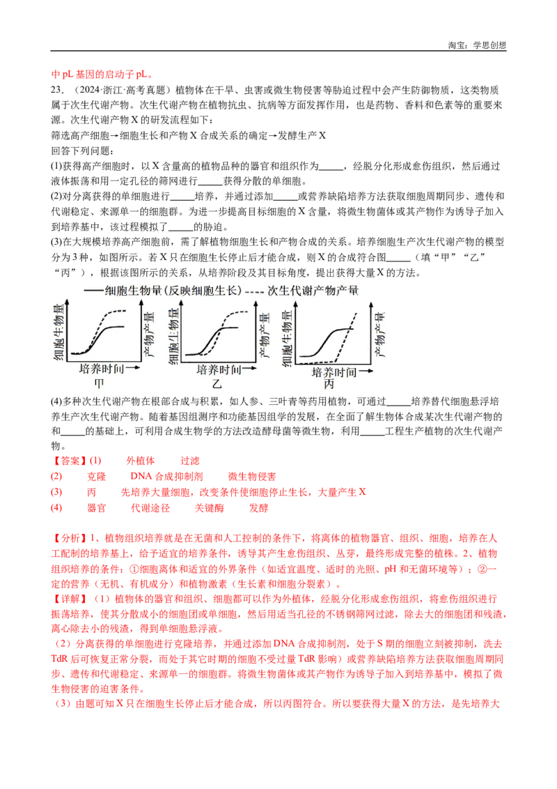 专题25基因工程-好题汇编十年（2015-2024）高考生物真题分类汇编（全国通用）（解析版）_生物真题汇总_十年（2014-2024）高考生物真题分项汇编（全国通用）
