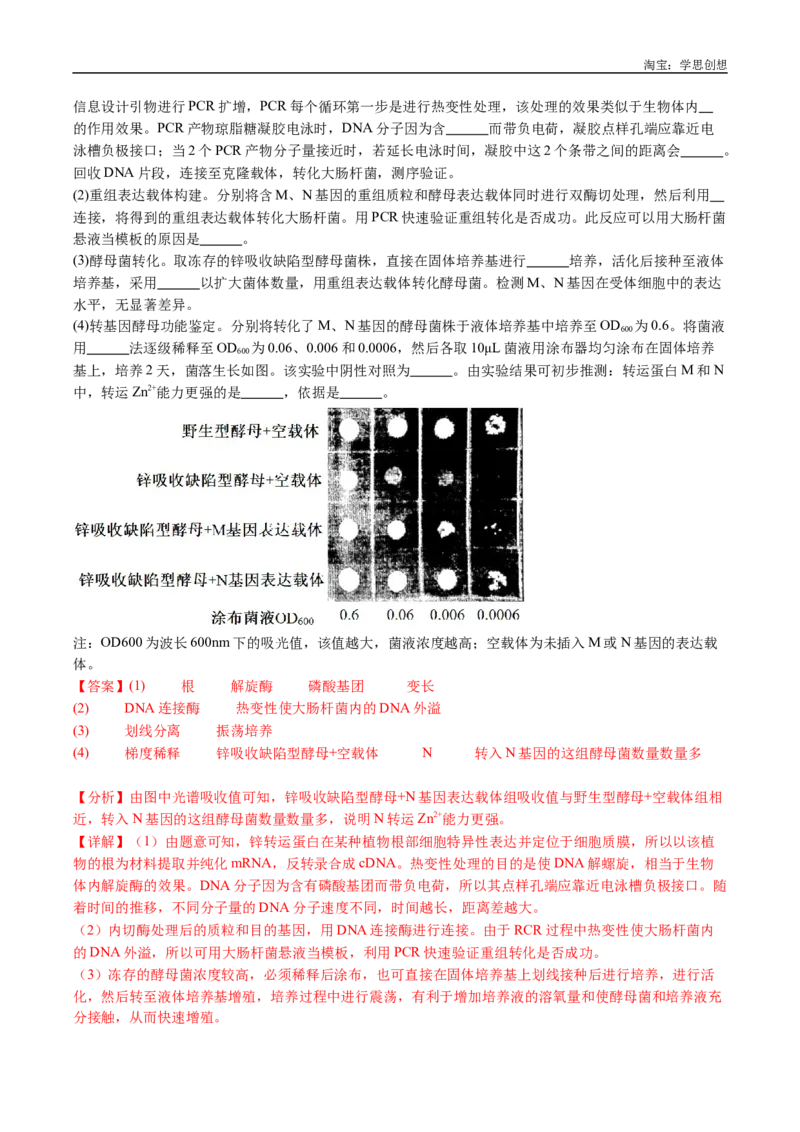 专题25基因工程-好题汇编十年（2015-2024）高考生物真题分类汇编（全国通用）（解析版）_生物真题汇总_十年（2014-2024）高考生物真题分项汇编（全国通用）