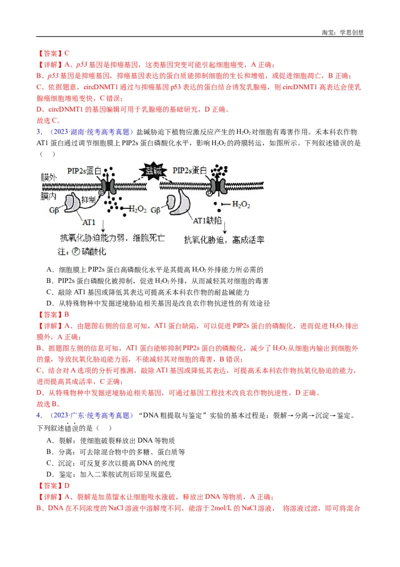 专题25基因工程-好题汇编十年（2015-2024）高考生物真题分类汇编（全国通用）（解析版）_生物真题汇总_十年（2014-2024）高考生物真题分项汇编（全国通用）