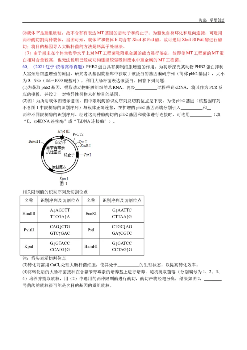 专题25基因工程-好题汇编十年（2015-2024）高考生物真题分类汇编（全国通用）（解析版）_生物真题汇总_十年（2014-2024）高考生物真题分项汇编（全国通用）