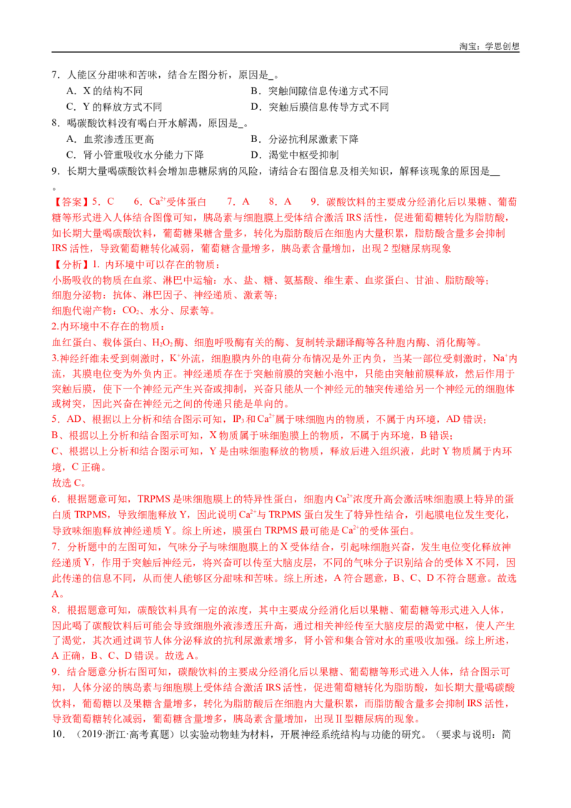 专题17神经调节-好题汇编十年（2015-2024）高考生物真题分类汇编（全国通用）（解析版）_生物真题汇总_十年（2014-2024）高考生物真题分项汇编（全国通用）