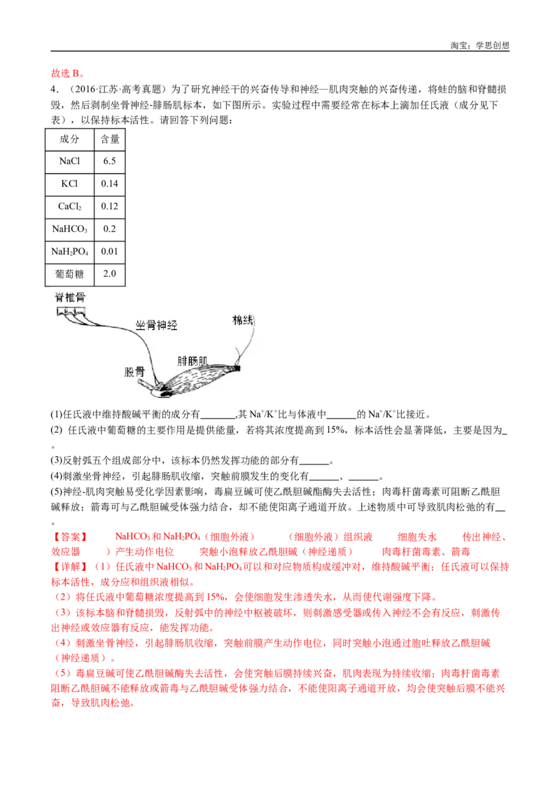专题17神经调节-好题汇编十年（2015-2024）高考生物真题分类汇编（全国通用）（解析版）_生物真题汇总_十年（2014-2024）高考生物真题分项汇编（全国通用）