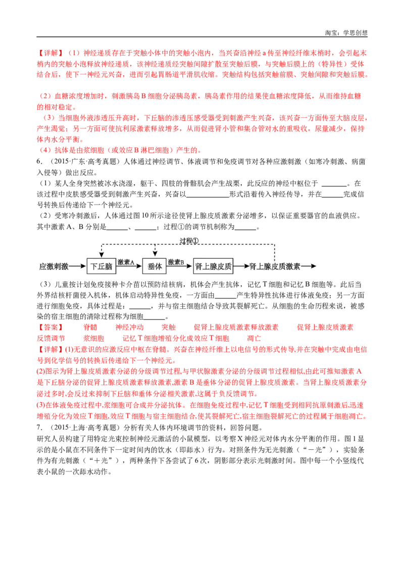 专题17神经调节-好题汇编十年（2015-2024）高考生物真题分类汇编（全国通用）（解析版）_生物真题汇总_十年（2014-2024）高考生物真题分项汇编（全国通用）