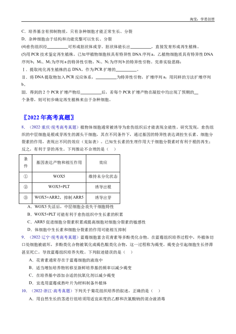 专题24细胞工程与胚胎工程-好题汇编十年（2015-2024）高考生物真题分类汇编（全国通用）（原卷版）_生物真题汇总_十年（2014-2024）高考生物真题分项汇编（全国通用）