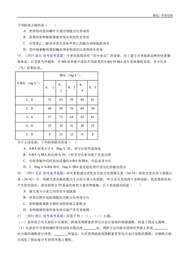 专题24细胞工程与胚胎工程-好题汇编十年（2015-2024）高考生物真题分类汇编（全国通用）（原卷版）_生物真题汇总_十年（2014-2024）高考生物真题分项汇编（全国通用）