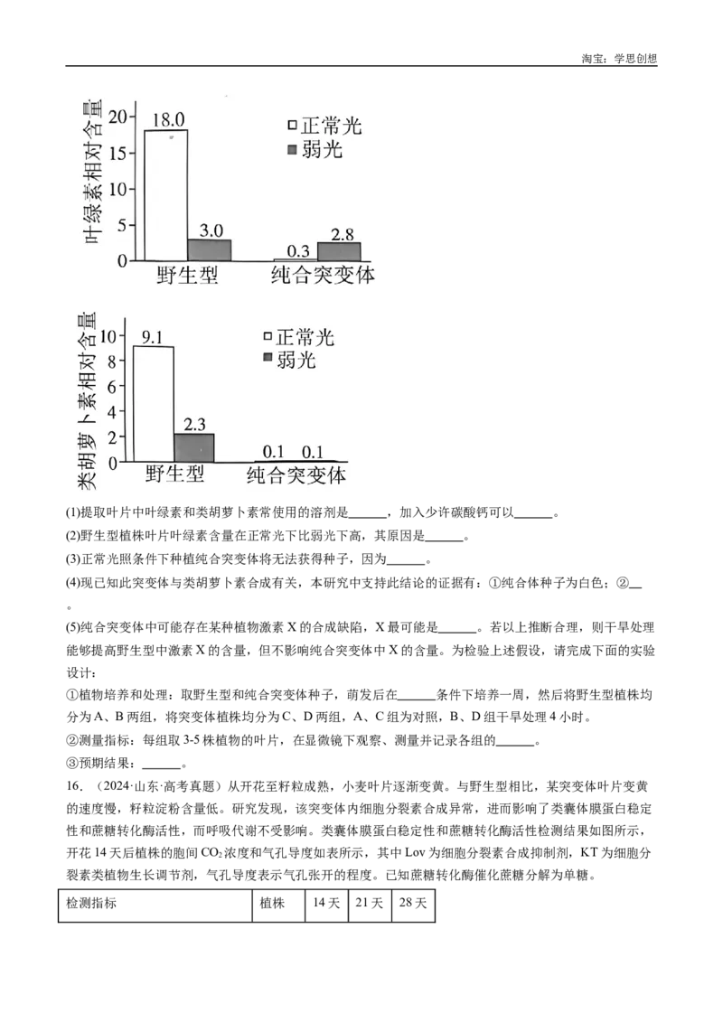 专题15植物激素的调节-好题汇编十年（2015-2024）高考生物真题分类汇编（全国通用）（原卷版）_生物真题汇总_十年（2014-2024）高考生物真题分项汇编（全国通用）