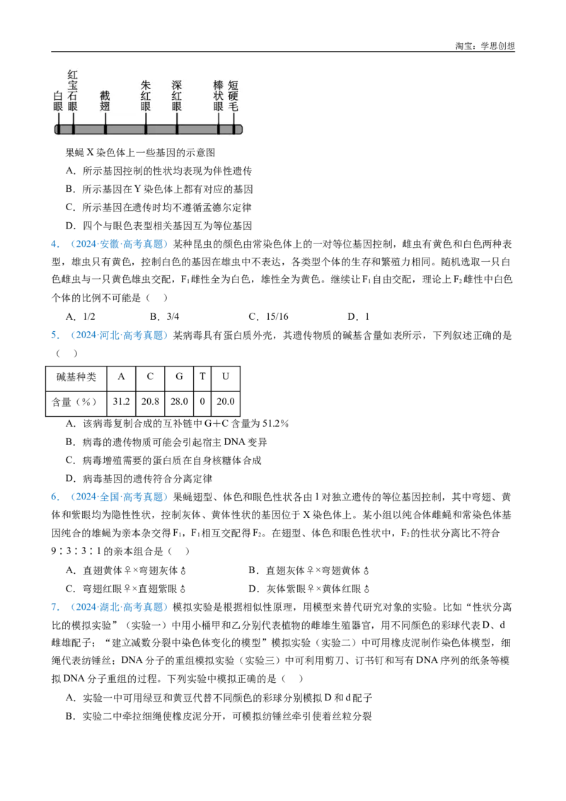 专题11基因的分离定律-好题汇编十年（2015-2024）高考生物真题分类汇编（全国通用）（原卷版）_生物真题汇总_十年（2014-2024）高考生物真题分项汇编（全国通用）