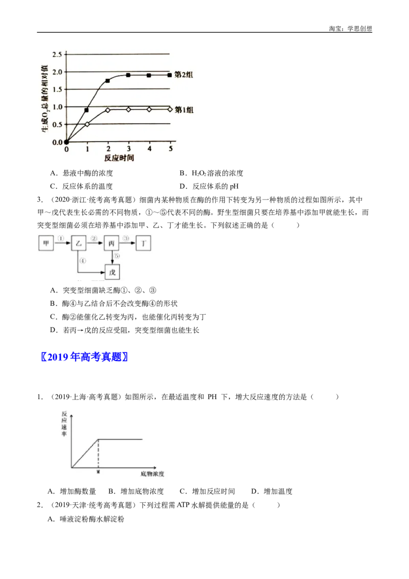 专题04酶和ATP-好题汇编十年（2015-2024）高考生物真题分类汇编（全国通用）（原卷版）_生物真题汇总_十年（2014-2024）高考生物真题分项汇编（全国通用）