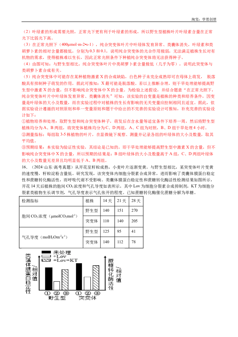 专题15植物激素的调节-好题汇编十年（2015-2024）高考生物真题分类汇编（全国通用）（解析版）_生物真题汇总_十年（2014-2024）高考生物真题分项汇编（全国通用）